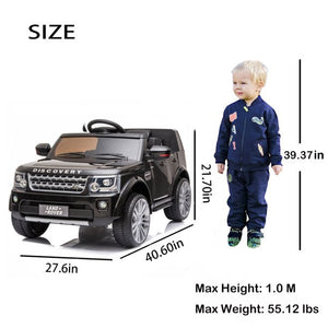 12V Ride on Truck, Land Rover Discovery Ride on Toys with Remote Control, Power Ride on Cars for Boys Girls, Black Electric Cars for Kids to Ride, LED Lights, MP3 Music, Foot Pedal, CL184