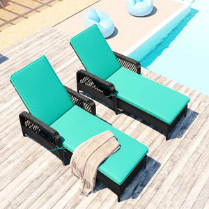 3-Piece Outdoor Patio Furniture Set Chaise Lounge, Q53