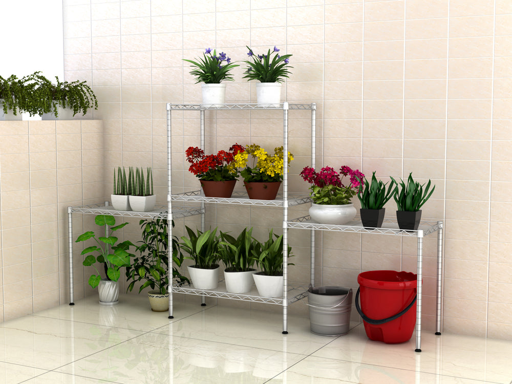 Silver Shelf Racks Wire Shelving Units 5 Shelves 5 Tier Silver Metal Storage Rack Shelving ...
