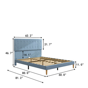 uhomepro Queen Bed Frame, Modern Fabric Upholstered Platform Bed Frame with Headboard for Adults, No Box Spring Needed