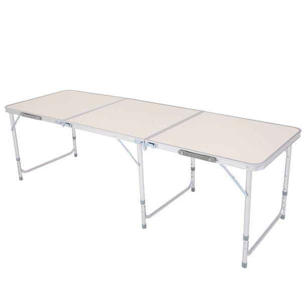 olding Table, Heavy Duty Indoor Outdoor Portable Table, Adjustable Height Aluminum Folding Table w/ Handle, Indoor Outdoor Party Patio Camping Picnic Table, 70" L x 23" W, White, W8888