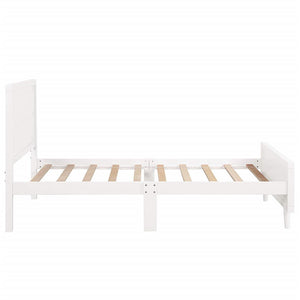 Twin Bed, White Wood Platform Bed Frame with Headboard and Footboard, Modern Bed Mattress Foundation Sleigh Bed with Solid Wood Slat Support for Adults Teens Children, Easy Assembly, L567
