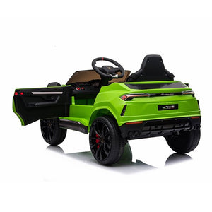 Ride on Toys for Kids, 12V Lamborghini Urus Power Ride On Truck Cars with Remote Control, Horn, Radio, USB Port, AUX, Spring Suspension, Opening Door, LED Light - Green, CL61