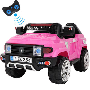 Kids Ride on Car, 12V Battery Powered Electric Police Truck with 2.4G Remote Control, MP3 Player, LED Headlights, Seat Belts, Electric Vehicle Toy Car for Girls Boys