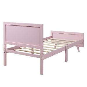 Pink Twin Bed Frame for Girls Kids, Pretty Platform Bed Frame with Headboard, Heavy Duty Wood Bed Frame, Twin Size Bed Frame Bedroom Furniture with Wood Slats Support, No Box Spring Needed, Pink