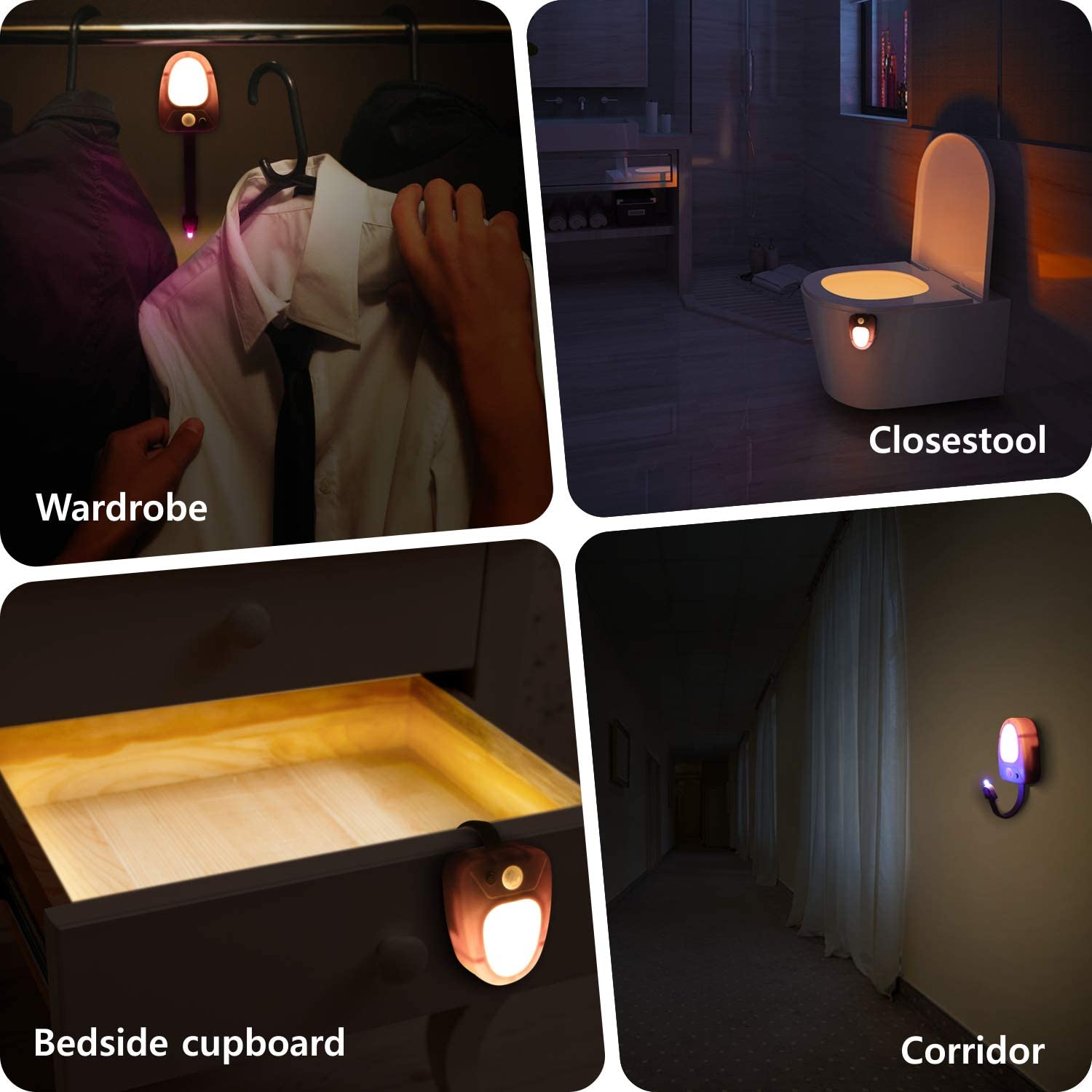SEURON LED Bathroom Toilet Night Light with 8 Colors Sensor Lamp