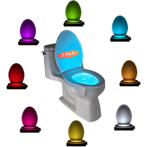 Glow Bowl Toilet Light, 2PACK Toilet Night Light Motion Activated 8 Color Changing Led Toilet Seat Light Motion Sensor Toilet Bowl Light, I2446