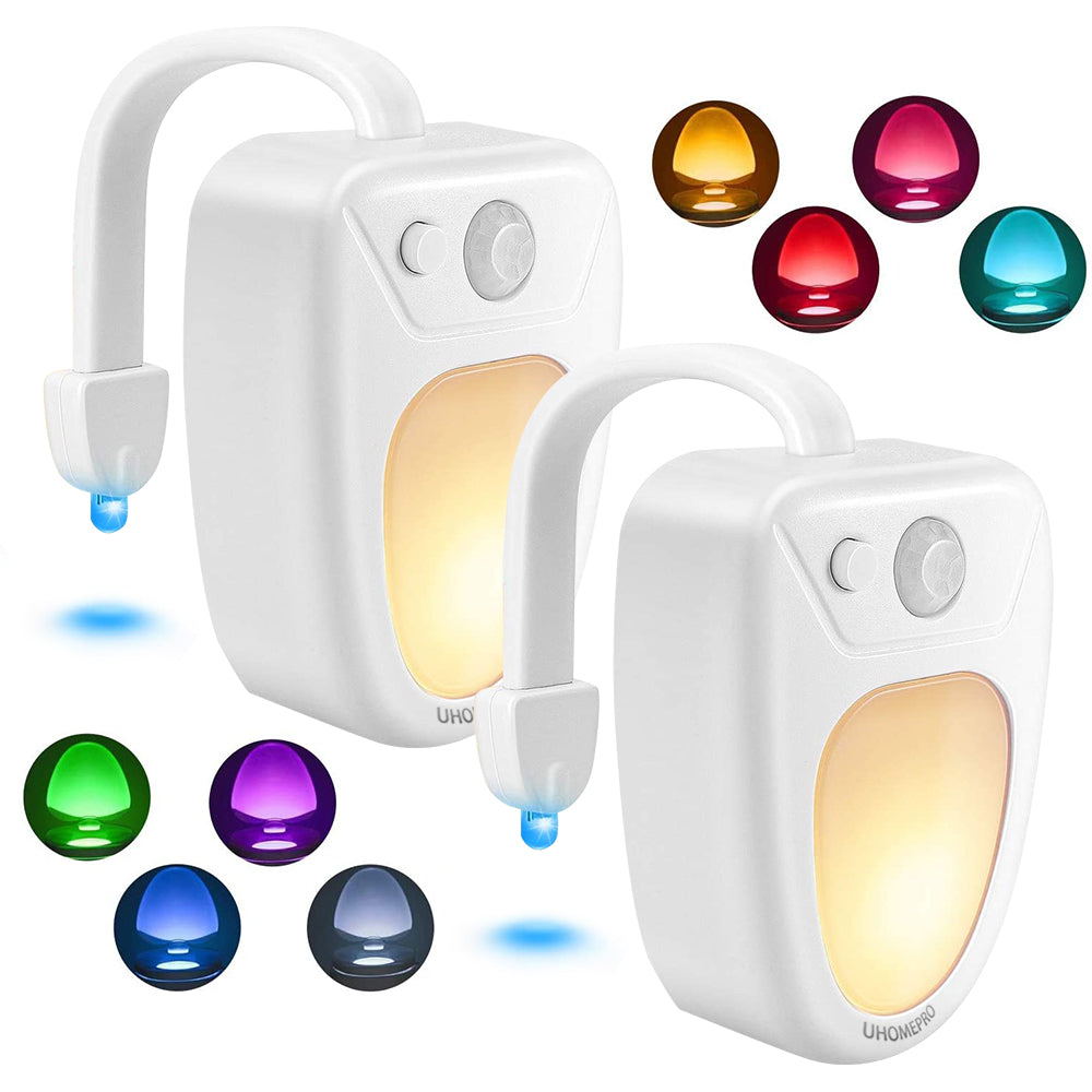 2 Packs Toilet Night Light Motion Activated 8 Color Changing Led