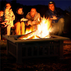 Wood Burning Fire Pits for Outside, 32" Square Iron Fire Pit for Backyard Patio Garden, Q33