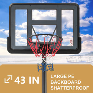 uhomepro Basketball Hoop for Outdoor Indoor, 5-10 ft Height Adjustable Portable Basketball Hoop System with Wheels, Basketball Stand for Adults Youth Kids