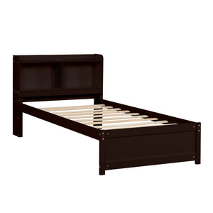 uhomepro Platform Bed Frame with Bookcase Headboard and Trundle, Pine Wood Twin Bed Frame for Kids, Modern Twin Size Captain Storage Bed Frame with Wood Slats Support, No Box Spring Needed