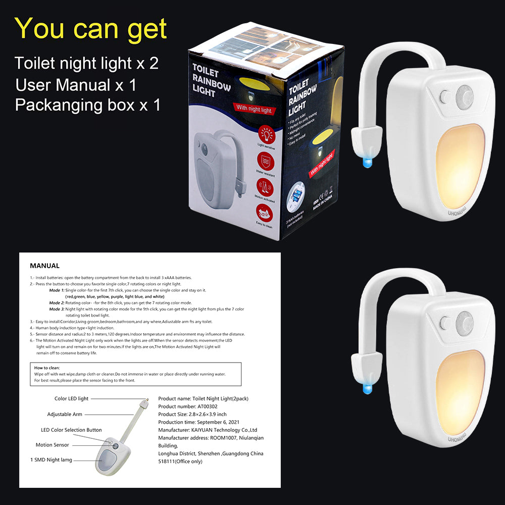 Toilet Bowl Light - Night Motion Sensor Activated Device - Ultra